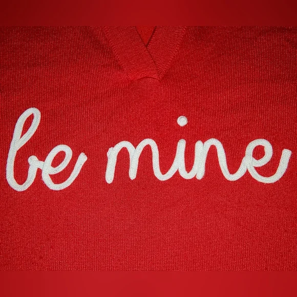 Like New Marled Be Mine Red Hoodie Sweater XS Valentine's Day - Picture 11 of 13